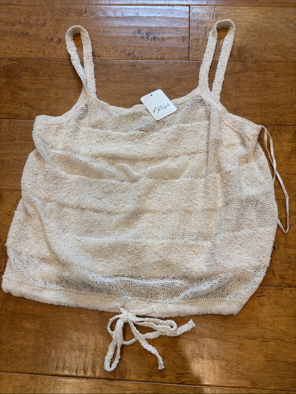 Free People Knot-Front Natural Knit Tank Top Small NWT